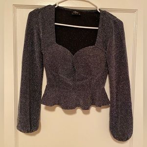 Sparkly Peplum Top with Built-in Bra